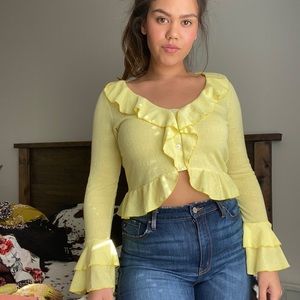 Yellow ruffle top